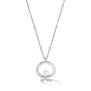Open Circle & White Pearl Waterfall Pendant