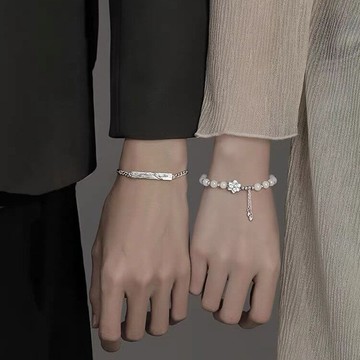 山茶花情侶手鏈一對情侶款手鐲手串女定情信物紀念禮物送男女友 z8112