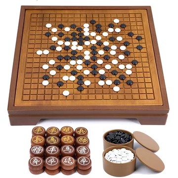 台灣公司貨 免運 象棋 國際象棋 高档实木围棋象棋双面棋盘二合一儿童成人亲子益智桌游围棋全套工廠現貨直銷 年底特惠 全館八折 售後保障 店長新品推薦 5z102