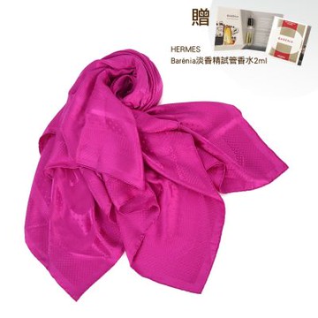 HERMES 緹花壓紋質感方形披肩大披巾圍巾-亮紫色