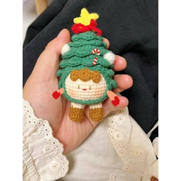 🔥新品🔥手工diy聖誕節禮物毛線鉤針聖誕樹糰子髮夾編織可愛禮物送女友diy材料包 精緻聖誕周邊 手作心意禮物