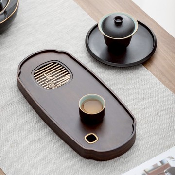 一品仟堂  茶盤實木家用簡約儲水式長方形大小號茶海茶臺功夫茶具
