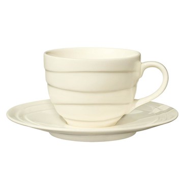 波浪紋設計白瓷杯盤組 JOW-CUPSET