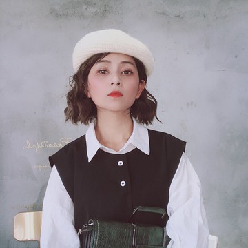 復古毛線編織造型貝雷帽秋冬羊毛畫家帽百搭簡潔蓓蕾帽裝飾帽子女1入