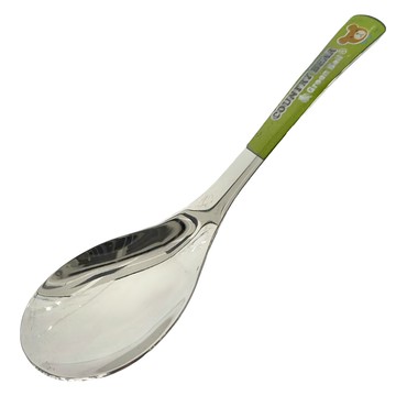 Green Bell 綠貝 鄉村熊 304高溫貼花湯匙 3入組  16.6 x 4.4cm  綠色  1組