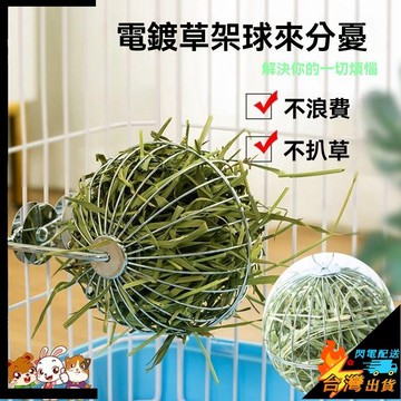 【台灣出貨】兔子餵食器 兔子吃草架球 荷蘭豬 龍貓 小寵食盆 電鍍鐵絲球 帶支架 固定防打翻 小寵餵食器 兔兔餵食球