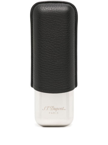 S.T. Dupont - grained-leather cigar case - unisex - stainless steel/Calf Leather - One Size - Blue