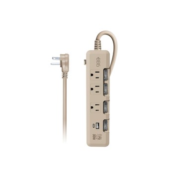 +886 極野家 4開3插 USB+Type C PD30W 快充延長線 淡奶