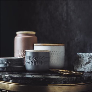 思醒的索引。儲物罐陶瓷缸套裝帶蓋擺件家用廚房豆子密封收納罐