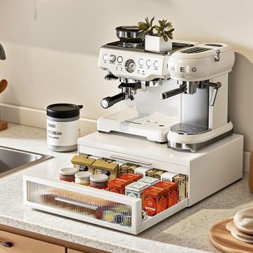 STYLE 格調 42面寬-日藏延伸抽屜式碳鋼層架/咖啡機置物架/電器架/增高展示架/微波爐架/收納抽屜