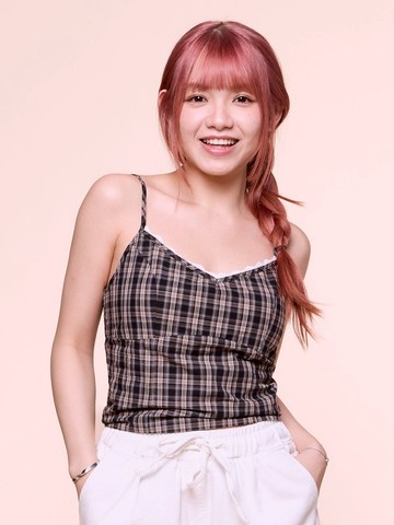 JULIA, 附胸墊格紋吊帶背心