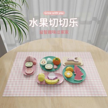兒童過家家仿真類木質水果切切樂蔬果切菜板平面廚房玩具跨境現貨