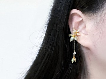 耳骨夾水晶花_星空の葉耳骨夾(單支售)_光點飾品