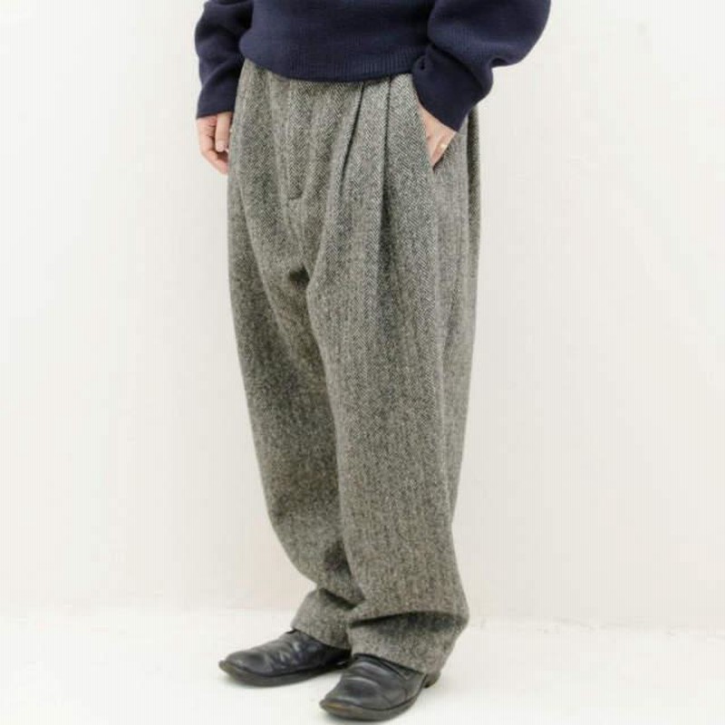 新品 HED MAYNER ヘドメイナー 21AW 6 PLEAT PANT ヘリンボーン6