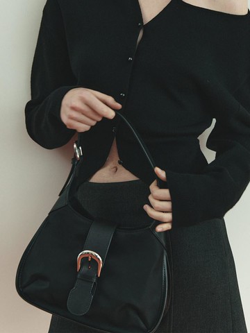 Nylon Leather Structured Tote Bag [Black] (UF5SB074-10)