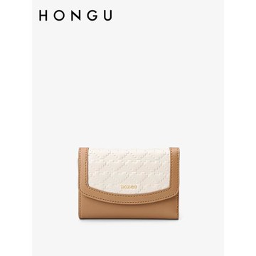 紅谷新款卡包女士時尚零錢包撞色簡約拼色小眾三折多功能小卡包