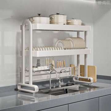 不銹鋼廚房置物架碗碟收納架水槽水池多功能臺面家用碗盤瀝水碗架