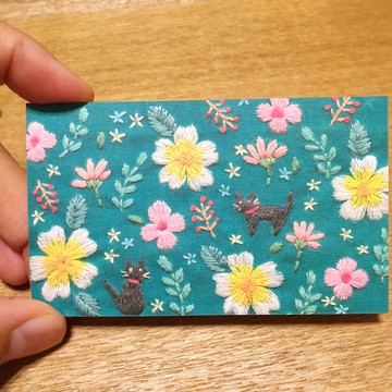 刺繡照片小卡 名片大小黑貓 10入