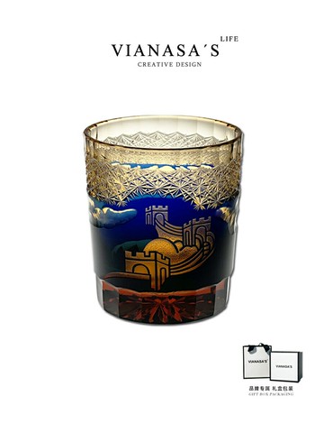 【公司現貨免運速發】開發票長城小眾高級感國潮手工杯子江戶切子威士忌酒杯送禮