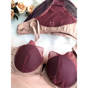 小芬文胸女薄款性感大胸顯小網紗蕾絲上托軟鋼圈內衣防漏胸罩夏季