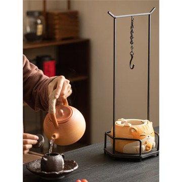 圍爐煮茶掛鉤吊爐家用室內自在鉤泡茶器煮茶壺茶室炭爐架提梁壺架