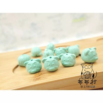 蒙松石小熊頭 串珠 散珠 穿搭手鍊配件 文藝飾品配件 文玩小物G16