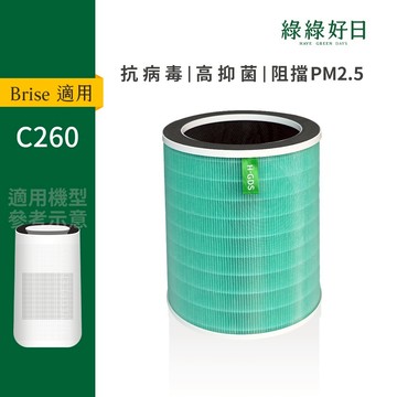 適用 Brise C260/HYD D-22/Hysure海說 Mage 活性碳抗菌HEPA濾網濾芯 綠綠好日