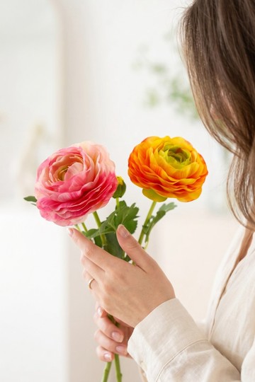 特級擬真絢麗陸蓮花 晨曦粉色 暖陽金色 單枝花材