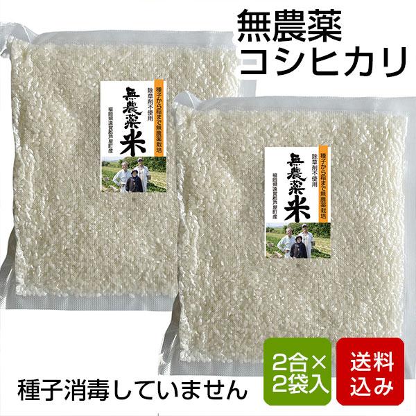 特別栽培米 お試しセット コシヒカリ 2合×2袋 農薬不使用（栽培期間中）白米 コメ 米 福岡県産 令和5年産