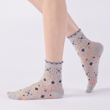 珍珠的眼淚 灰(M)透明中筒襪