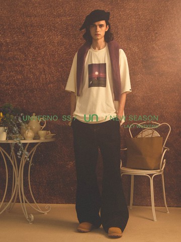 Unvesno(UN) 落日餘暉 涼感冰皮面料浪漫情侶系列款短袖T恤