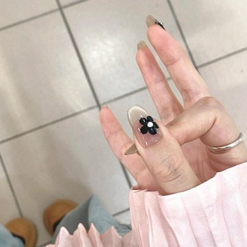 🎀台灣出貨🎀純手工蝴蝶結氣質穿戴美甲裸色顯白新款法式黑色貓眼甜酷感百搭