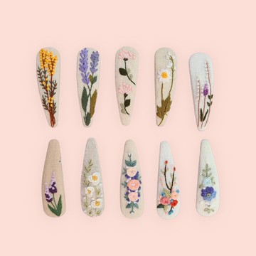 手工刺繡髮夾，花卉髮夾