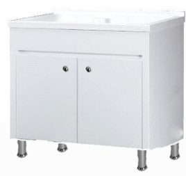 【麗室衛浴】 媽媽的好幫手 90CM實心人造石固定式洗衣槽P-205+發泡板防水浴櫃 90*55*H85CM