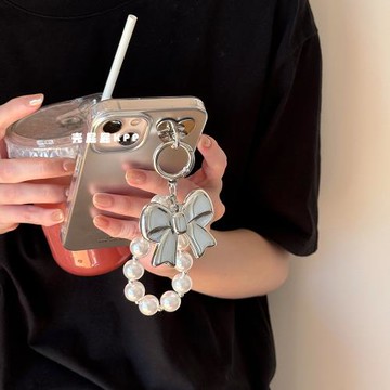 殼屁屁KPP甜酷電鍍銀珍珠蝴蝶結韓ins適用蘋果15ProMax手機殼iPhone13全包15新款12軟14Promax保護套14
