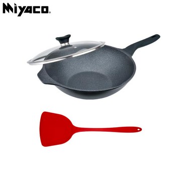 【米雅可】礦岩不沾炒鍋30附蓋+煎匙促銷組