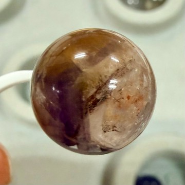 NO5 三色極光23半盆水晶單珠 散珠 已穿通孔 多寶配珠 16.9mm 極光23水晶 天然水晶