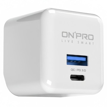 ONPRO PRO版 Type-C + USB 第三代快充小豆腐/充電器  冰雪白  1個