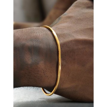 GRGR 細款24K金色蛇骨手鏈男嘻哈歐美流行鈦鋼金方珠手鏈女高級感