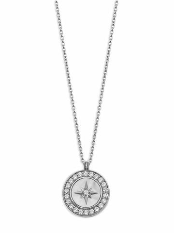 Astley Clarke - Polaris North Star locket necklace - women - Recycled Sterling Silver/Mother of Pearl/White Sapphire - One Size
