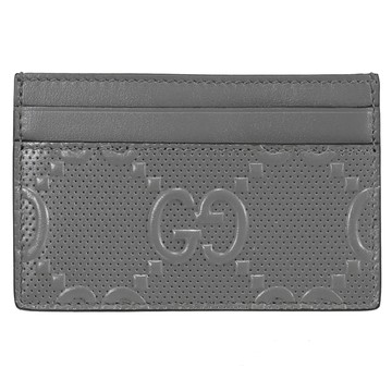 GUCCI 625564 浮雕GG LOGO設計4卡隨身卡片夾.灰