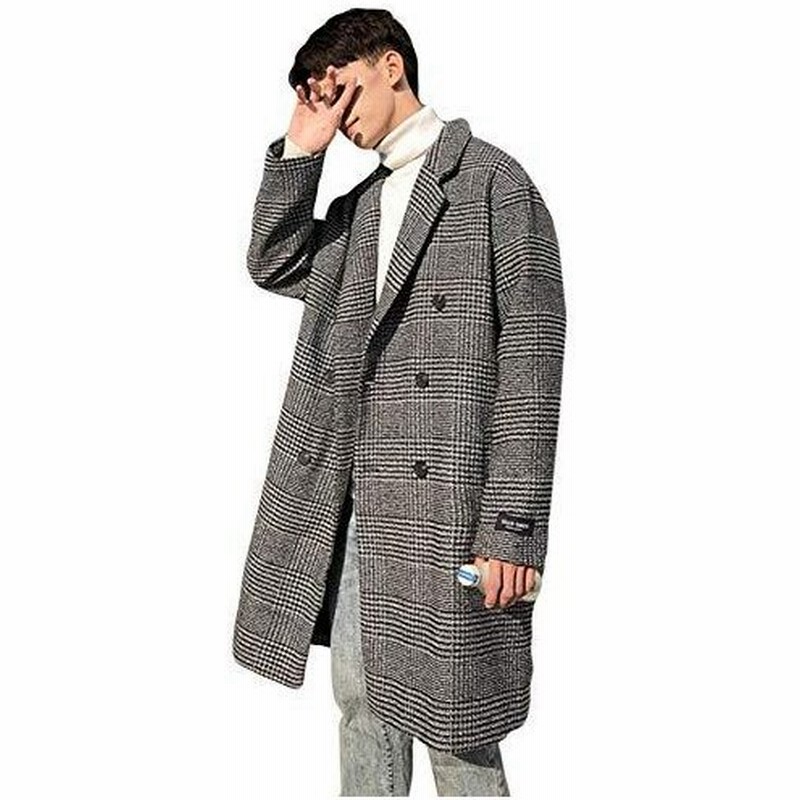 ニカ メンズ ラシャコート ロング丈 秋 冬 膝丈 ゆったり トレンチコート ツイドジャケット ハンサム おしゃ 通販 Lineポイント最大0 5 Get Lineショッピング