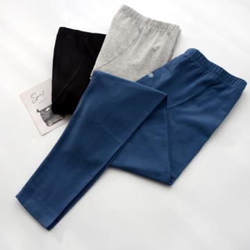 珠家美緒純色純棉萊卡棉男士秋褲打底褲春秋保暖褲修身全棉襯褲
