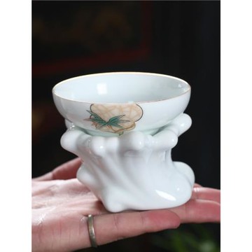 紫不語　創意家用陶瓷過濾器影青白瓷茶濾茶水分離器砂網濾水茶漏