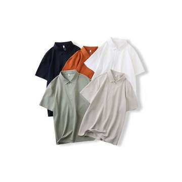 夏季新款桑蠶絲珠地短袖POLO衫！男士絲光棉抗菌商務休閑翻領T恤