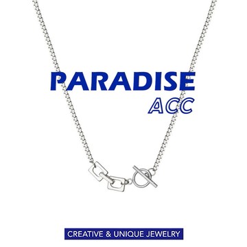 PARADISE 簡約幾何方塊鈦鋼項鍊 中性風OT扣個性街頭拼接元素不掉色男士無性別INS冷淡風