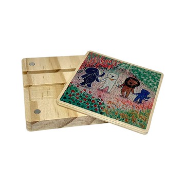 木質多功能方塊手機架 賞花去 客製化禮物 手機支架 手機座 鏡子