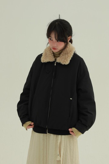 2顏色 冬日筆記 假兩件針織下襬毛領短款羽絨服 加厚保暖外套