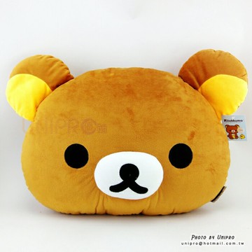 【UNIPRO】拉拉熊 Rilakkuma 哥哥 棕熊 頭型 18吋 抱枕 靠枕 輕鬆熊 SAN-X正版授權