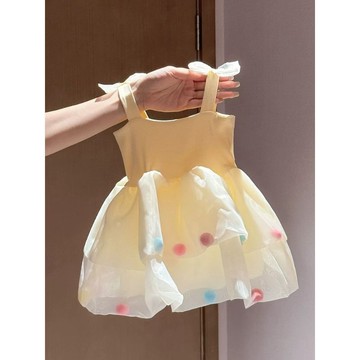 Mini baby🌷女童吊帶連衣裙夏季甜美可愛風彩色波點蓬蓬裙公主裙